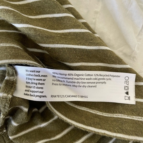 Eileen Fisher Olive Striped Long Sleeve Top - Picture 8 of 8